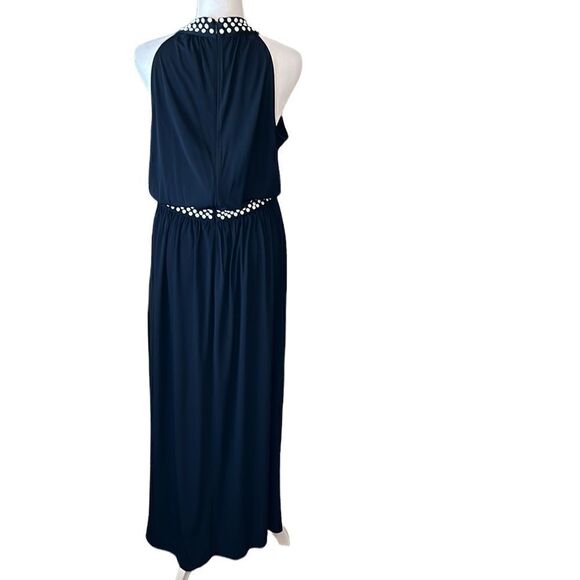 Gorgeous Micheal Kors navy blue sleeveless maxi white beads around neck & waist - Picture 3 of 16